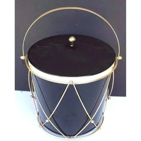 Other - Vtg Mid Century Thermos Ice Tub, Ice Bucket, Black Drum, Model 9940, Made in USA
